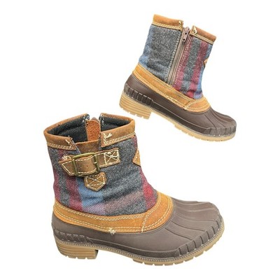 Kamik Avelle Womens Winter Boots Size 8 Plaid Ankle 3M Thinsulate Buckle Zipper