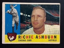 Vintage 1960 Topps Richie Ashburn #305 Cubs HOF VG
