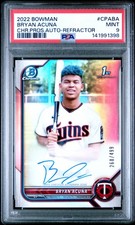 2022 BOWMAN CHROME PROSPECT AUTOS REFRACTOR BRYAN ACUNA 260/499 PSA 9 AUTO