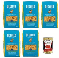 De Cecco Pennette Lisce N.140 100% Italienisch Pasta Nudeln 5X 500G+Polpa 400G