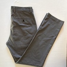 Nordstrom Men's Gray Cotton Straight Fit Wrinkle-Free Pants Button Zip