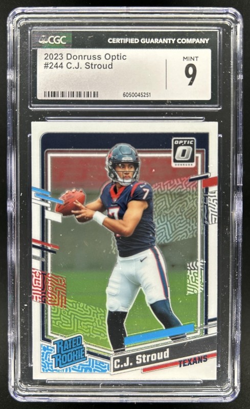 2023 Panini Donruss Optic C.J. Stroud RC Rated #244 Texans CGC 9 MINT Rookie