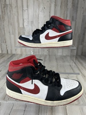 Nike Air Jordan 1 Mid Gym Red Black Toe White 554724-122 Men's Size 10