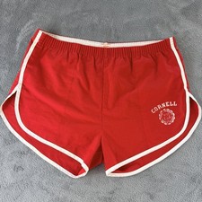 Vtg 70s 80s Cornell University Gym Shorts USA Made Collegiate Pacific Red XL