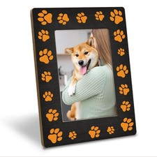 Pet Wood Picture Frame, Paw Print Design, Farmhouse Wooden Picture Frame Gift...