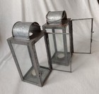 Vintage Metal Tea Light Votive Candle Holder Lantern Metal/Glass 26cm 1.5kg Pair