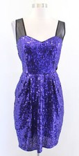 Asos Purple / Blue Black Mesh Sequin Cocktail Party Dress Size 8 XS S ? Flawed