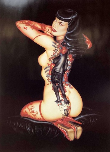 Vintage Olivia De Berardinis Bettie Page Signed Pin-Up “Cat And mouse” 488/500 - Picture 2 of 4
