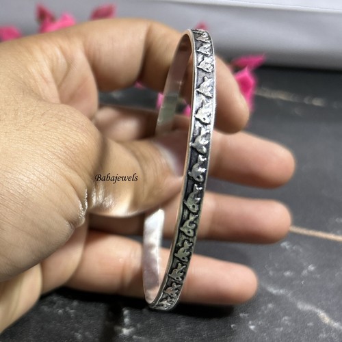 925 Sterling Silver Beautiful Handmade Bangle For Women Stacking Bangle Set Of 1 - Picture 7 of 9