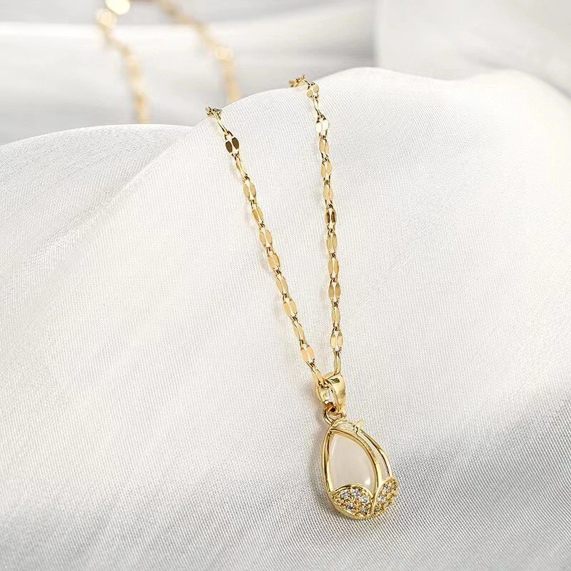 925 Placcato Argento Cristallo Sposa Tulipano Fiore Gemma Matrimonio Collana - Immagine 2 di 4