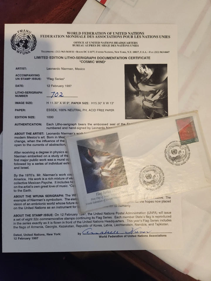 Leonardo Nierman, 1997, WFUNA, ограниченный выпуск, литография, подписанный и пронумерованный - Изображение 3 из 4