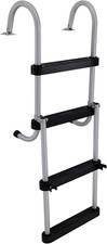 Marine Pontoon Boat 4 Step Folding Boarding Ladder AL-B4 Anodized