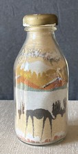 Vintage Southwest Sand Art Bottle Moose Mountain Range Country Plains Glass