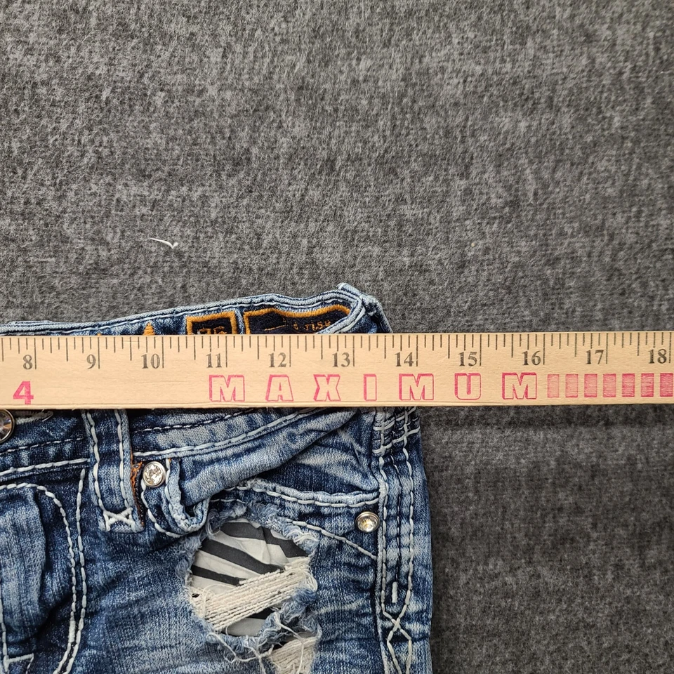 Pantalones Cortos Rock Revival Para Mujer 26 Ferry Tiro Medio Cuero Puntada Daisy Duke Thrashed Foto 4 de 4