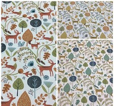 Fryetts Scandi Woodland. Stag/Hare Cotton Fabric.Upholstery/Curtains/Cushions