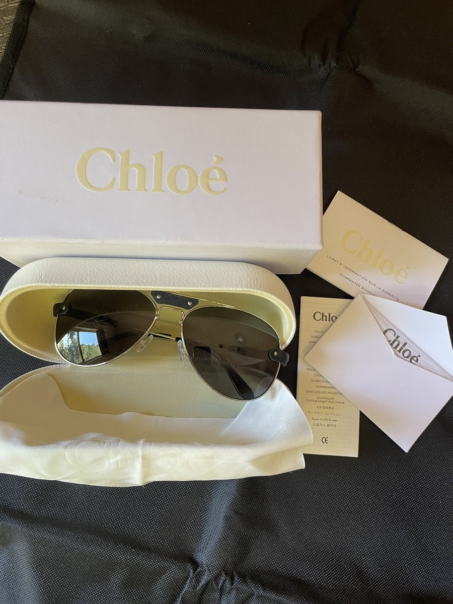 Pre-owned mint Chloe sunglasses Aviators Leather Trim | eBay display picture 2