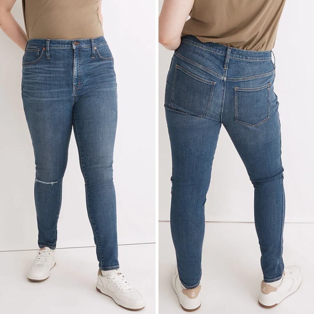Madewell 10in High-Rise Skinny Jeans in Foregate Wash with Knee Rip Size 28