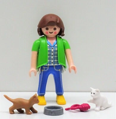 Playmobil Belle Femme Avec Des Chats Pour Mangeoire À Oeufs OVP Neuf RAR - Photo 1/4