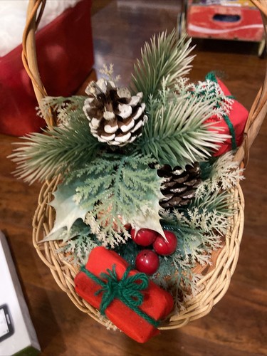 Christmas Pine Cone & Red Berry 8โ Basket Decor - Picture 7 of 7