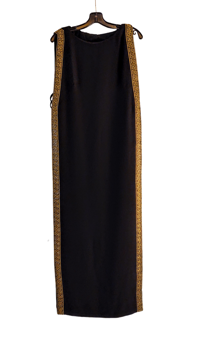slim fit dress slacks Documented 1980 Bill Tice Plunge Black & Gold Backless Halter Dress –  Shrimpton Couture