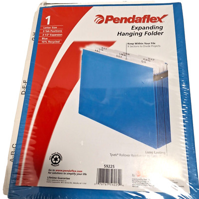 Pendaflex Nine-Section Hanging Folder 5 1/4'' Tabs and Labels 1/5 Tab Letter Blue