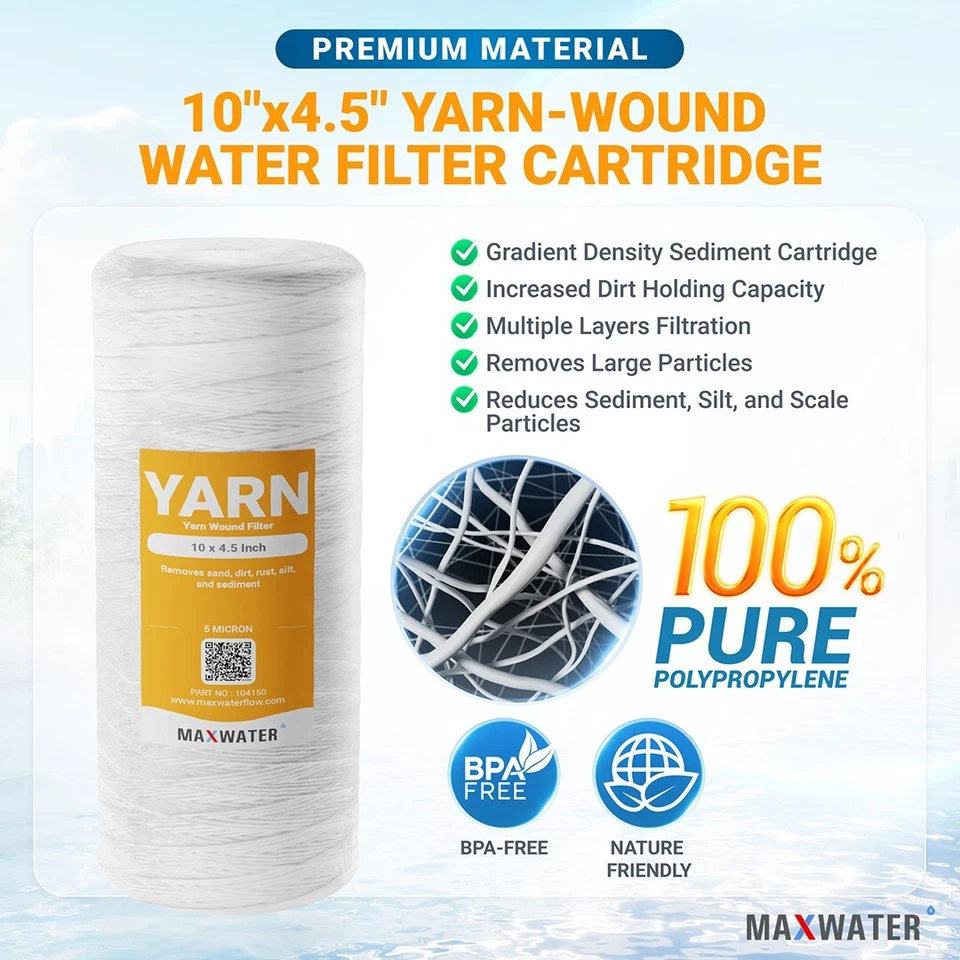 10"x4.5" String Wound Sediment Whole House Water Filter,Hard Well WVO Biodiesel - Image 3 of 4