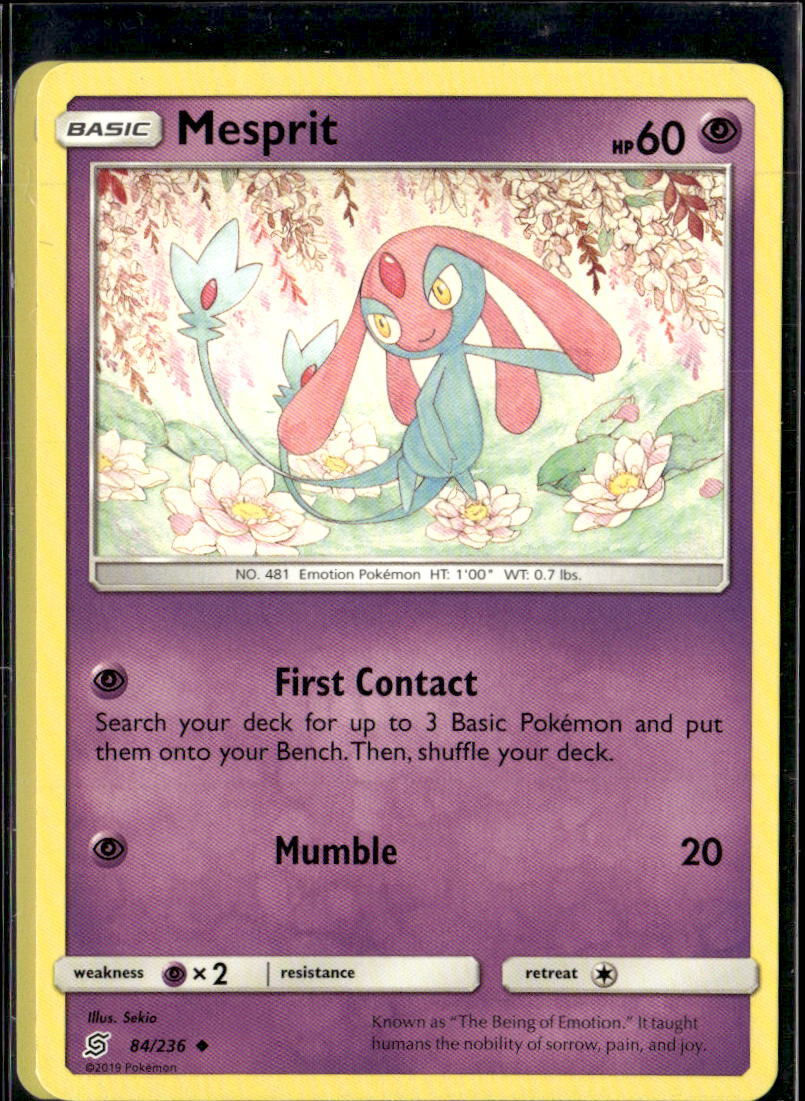 Pokemon Mesprit 84/236 Unified Minds Non Holo Uncommon 2 Card Lot