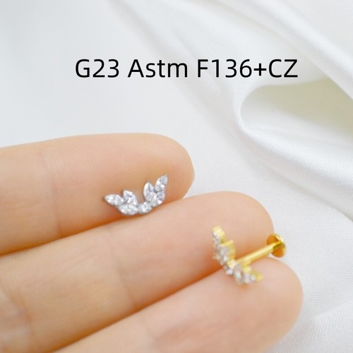 10PCS G23 Titanium CZ Labret Lip Chin Bar Monroe Ear Helix Tragus 16G Shine - Picture 3 of 16