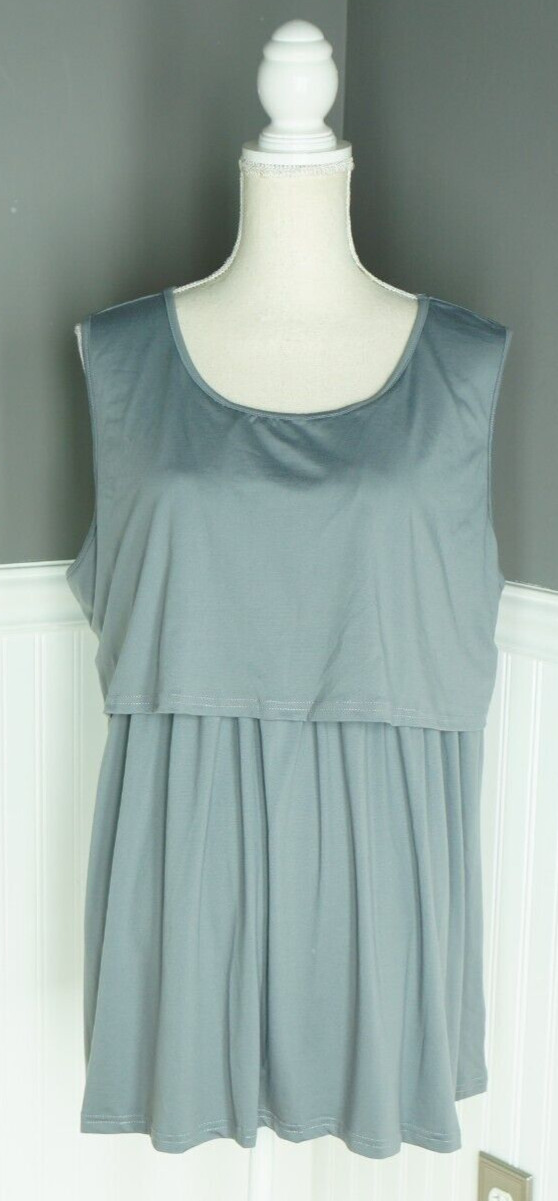 NEW Ekouaer Top Womens XXL Maternity Nursing Pregnancy Gown Casual Gray Soft NWT