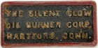 Antique SILENT GLOW OIL BURNER Cast Iron Sign - Hartford Conn.