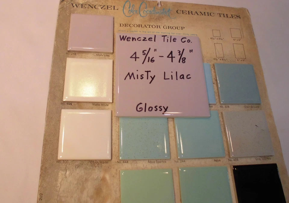 1 peça. *Lilás enevoado* Telha cerâmica brilhante por Wenczel Tile Co. 4-5/16" roxa, nova na caixa - Imagem 4 de 4