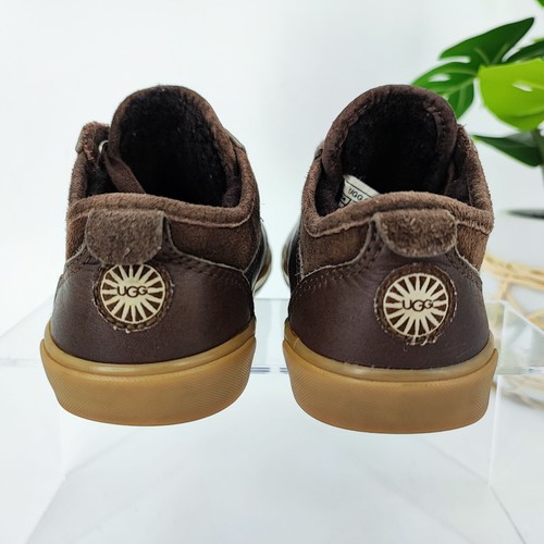 Ugg Australia Kids Kameron Brown Leather Sneakers Size 11 - Picture 3 of 9