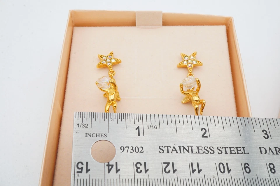 Pendientes Kirks Folly Angel Cristal Tono Dorado Foto 4 de 4