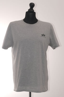 Alpha Industries Herren T-Shirt L grau hellgrau meliert Rundhals Jersey