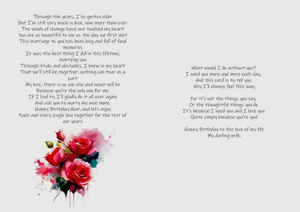 Tarjeta Happy Birthday To My Darling Wife A5 para su esposa mujer con amor Foto 2 de 4