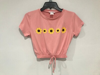 RUBY & LACE Junior's Cropped Top Blush Flower Print Size S- New W/O Tag