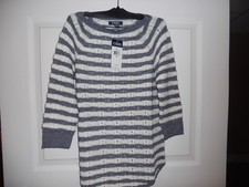 NWT CHAPS DENIM WOMENS stripe blue/white tunic XS