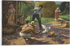 Fernando Amorsolo Art Poster SABONG (COCKFIGHTING), 1949 Philippine Canvas