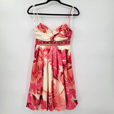 Intrigue Women's Sz 6 Floral Balloon Spaghetti Strap Beaded Cocktail Dress NWT