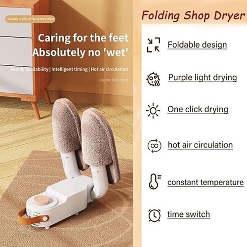 Diealles Shine Asciugascarpe Elettrico Pieghevole, Asciugatore Rapido Per Scarpe E Scarponi Con Timer 30-240 Min, Temperatura Costante 55°C, Igienizzante Per Guanti
