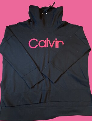 CALVIN KLEIN Long Sleeved Cowl-Neck Sweatshirt, Black, NWT