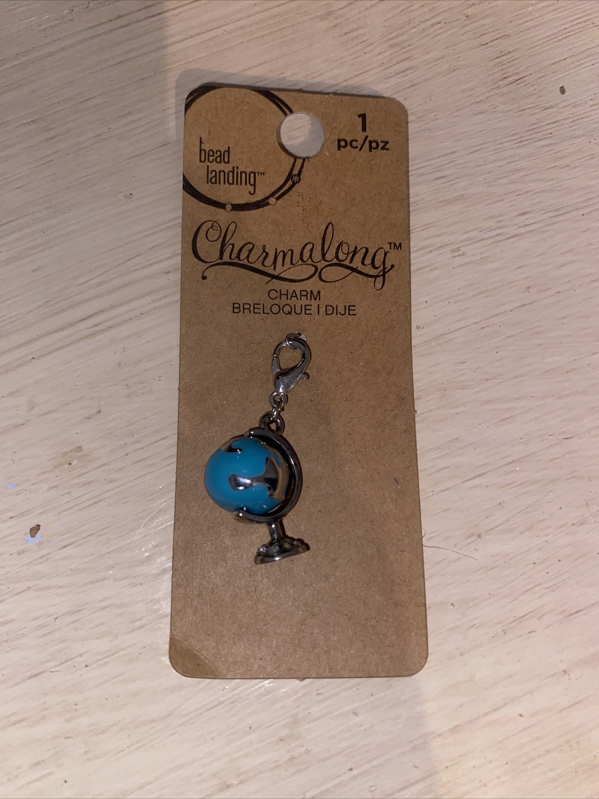 Bead Landing Charmalong Silvertone Charm Spinning World Globe Super