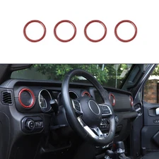 Red Carbon Fiber Air Vent Outlet Cover Trim Stickers for Jeep Wrangler JL JT 18+