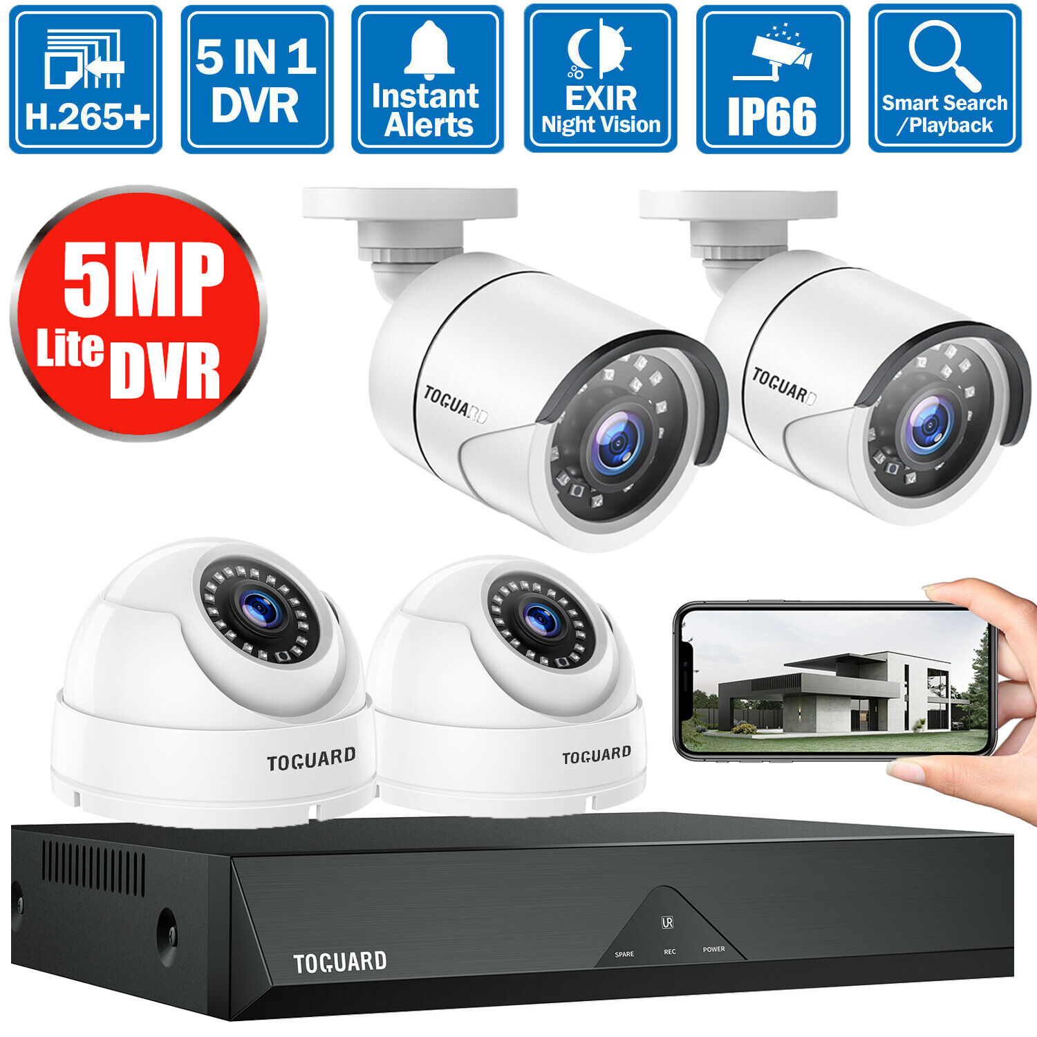 TOGUARD 8CH 5MP Lite DVR Security Camera Vision Ranking TOP1 Cam IP Outdoor Home System Max 89% OFF Night