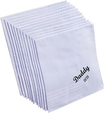 Men's Monogrammed Handkerchiefs Set 2 100 Cotton White Quality Personalized