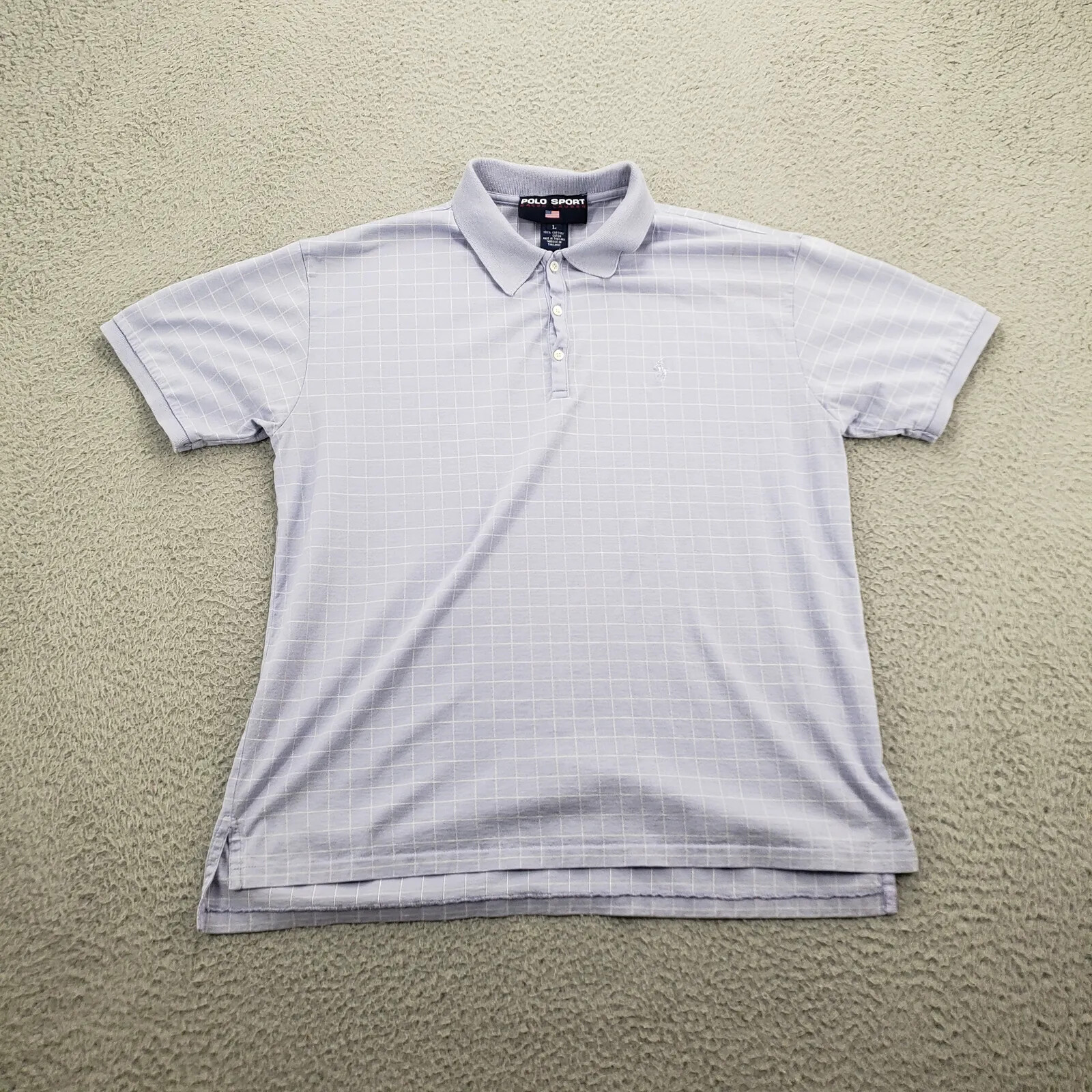 Polo Sport Ralph Lauren Camicia Uomo Grande Viola Check Outdoor Casual Golf Pony