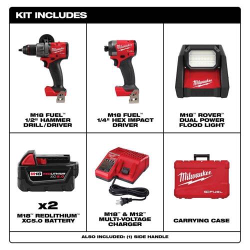 Milwaukee Cordless Combo Kit (2-Tool) 18V Li-Ion Brushless w/ AC/DC Flood Light - Picture 3 of 11