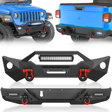 Rear/ Front Bumper W/ D-rings For 2020-2024 2025 Jeep Gladiator JT w/ LED Lights