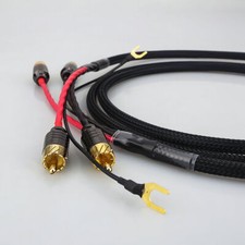 HiFi Turntable OCC Signal Interconnect RCA Cable Cord with Y Plug Ground Wire