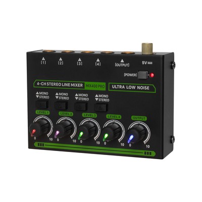 -Audiomixer, 4-Kanal-Audiomixer, Stereo-Mono-Umschaltung, 6,35 mm F2I6